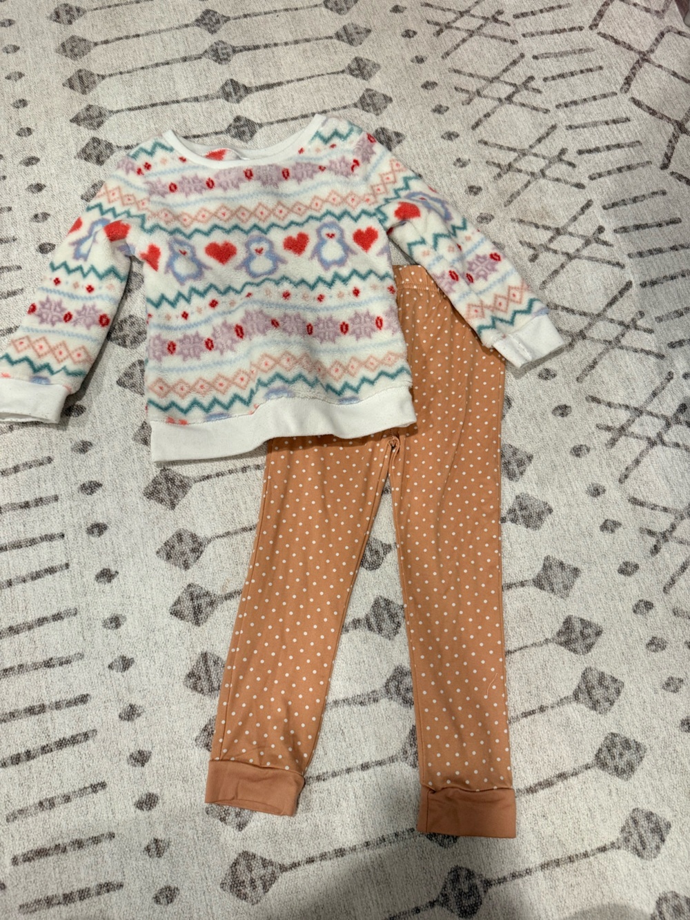 Girls' Cream and Tan Polka Dot Cozy Bottoms Set